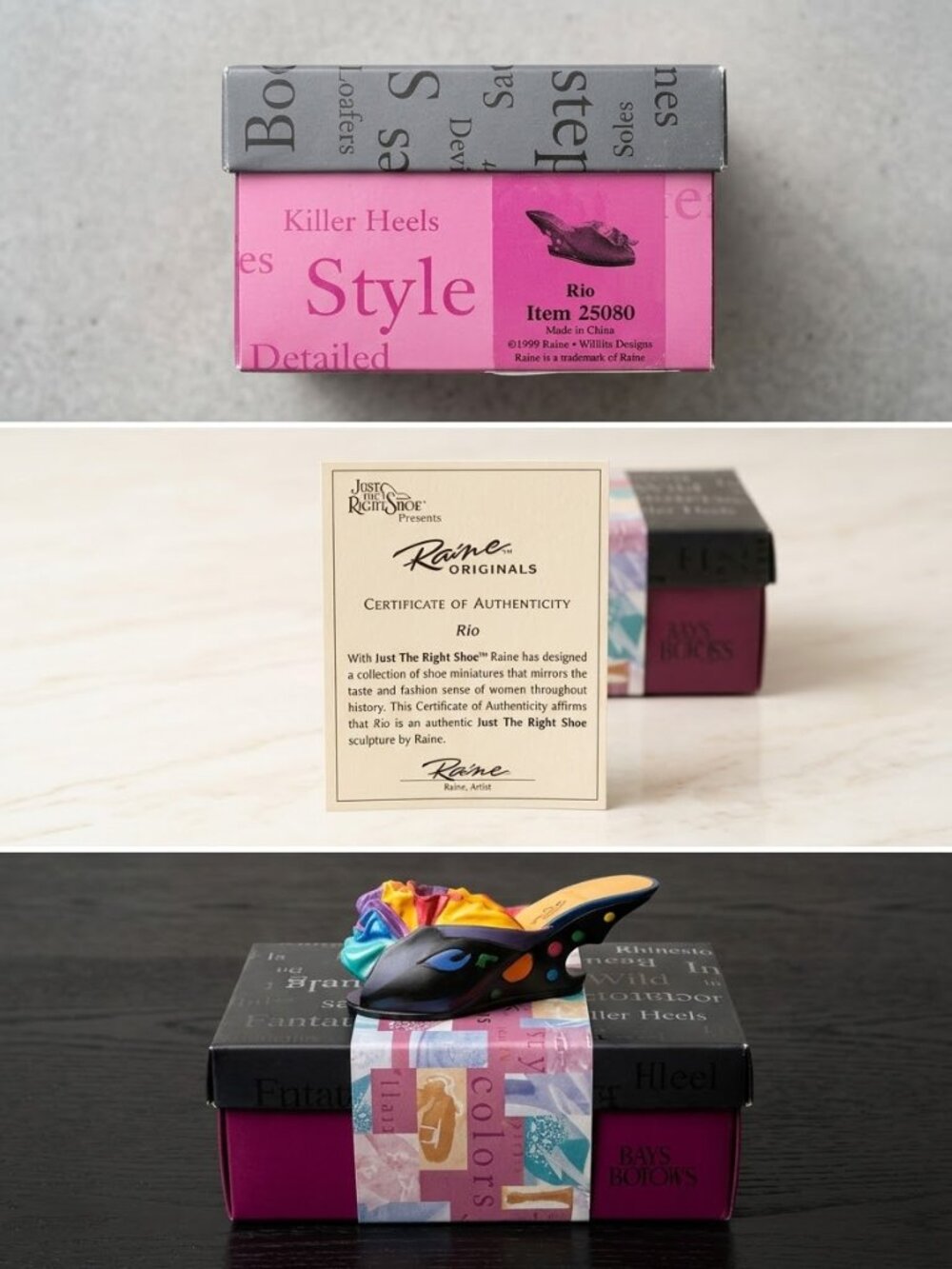 Just The Right Shoe Figurine Rio Item 25080 Raine Miniature Shoe With Box & COA